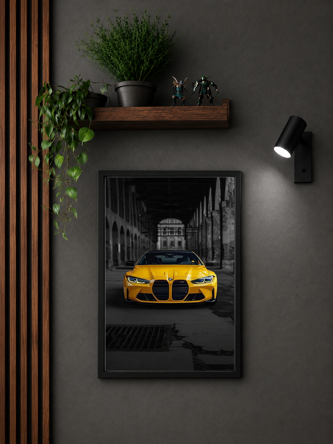 Vibrant Yellow BMW T-Shirt — Framed Print view 3