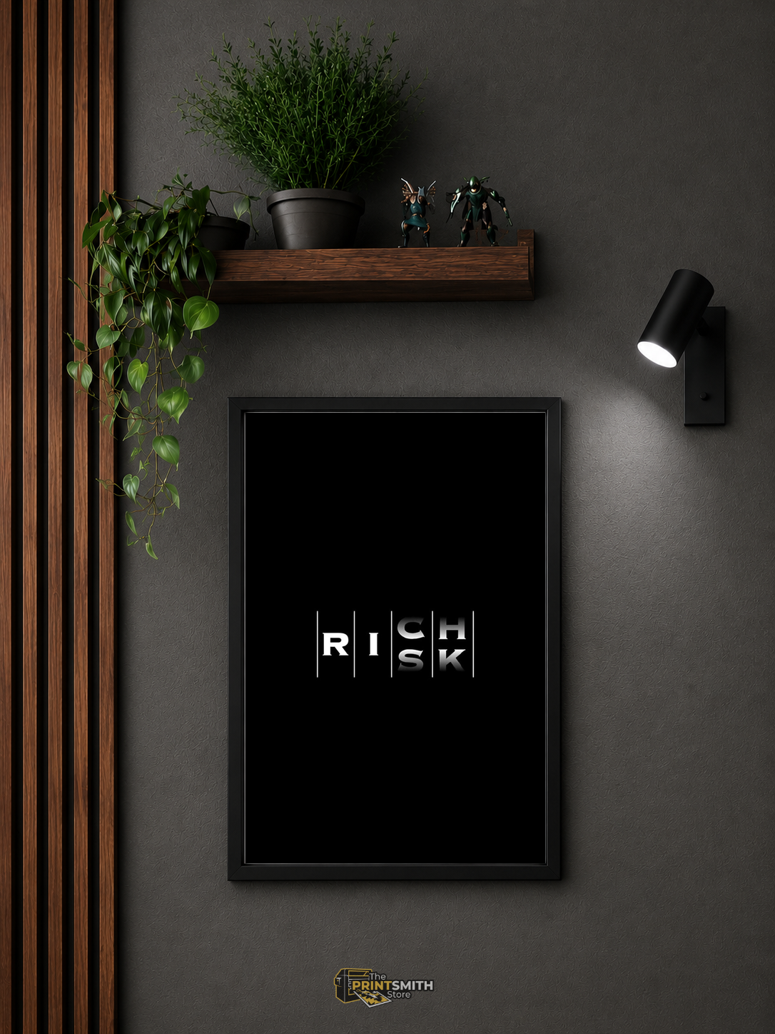 Rich Risk Typography Frame — Framed Print view 3