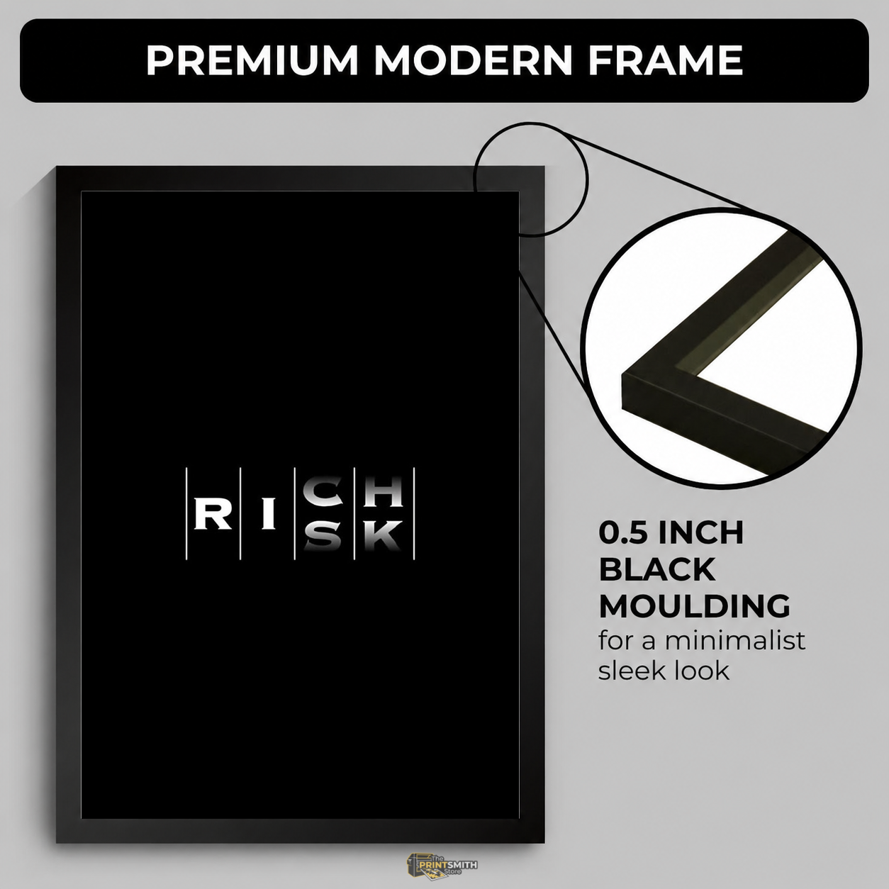 Rich Risk Typography Frame — Framed Print view 4