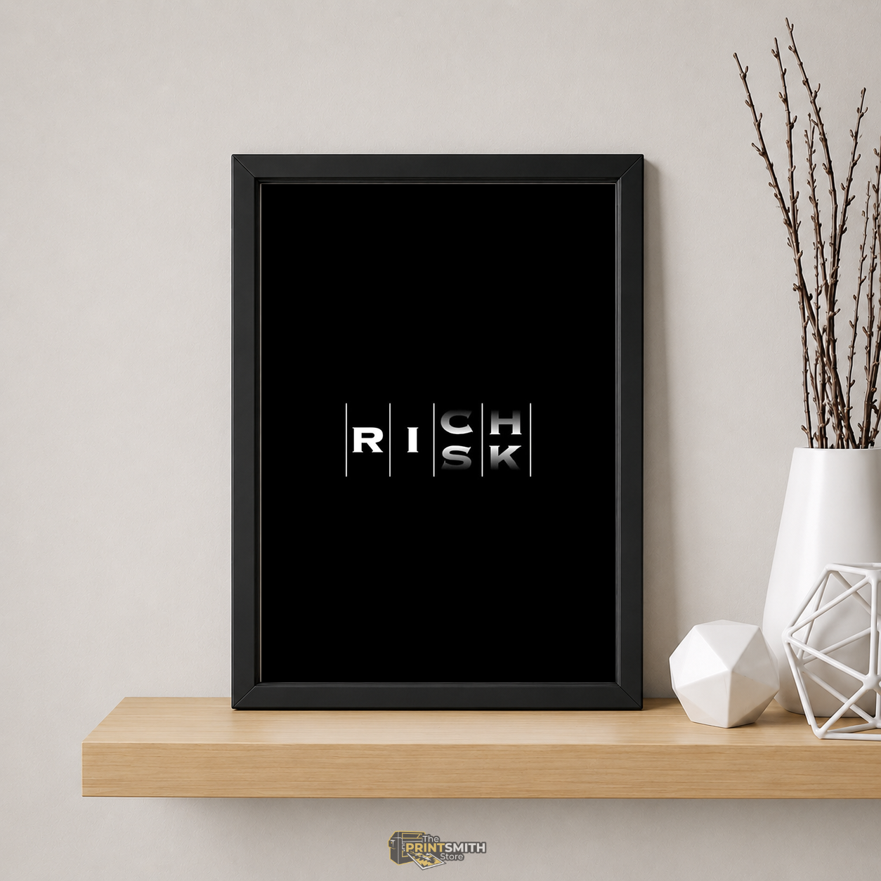 Rich Risk Typography Frame — Framed Print view 5
