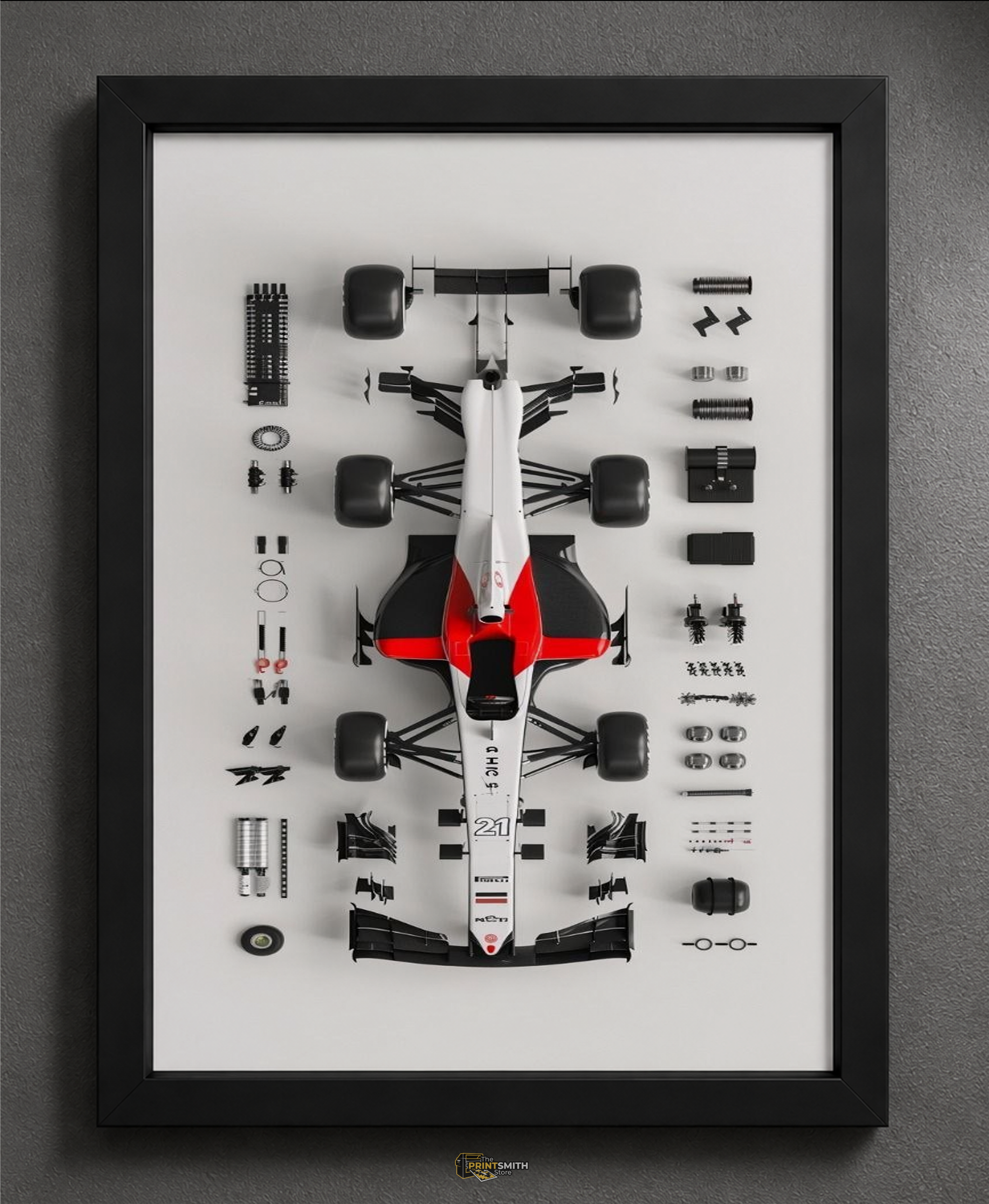 Formula One Car Parts Frame — Framed Print view 2