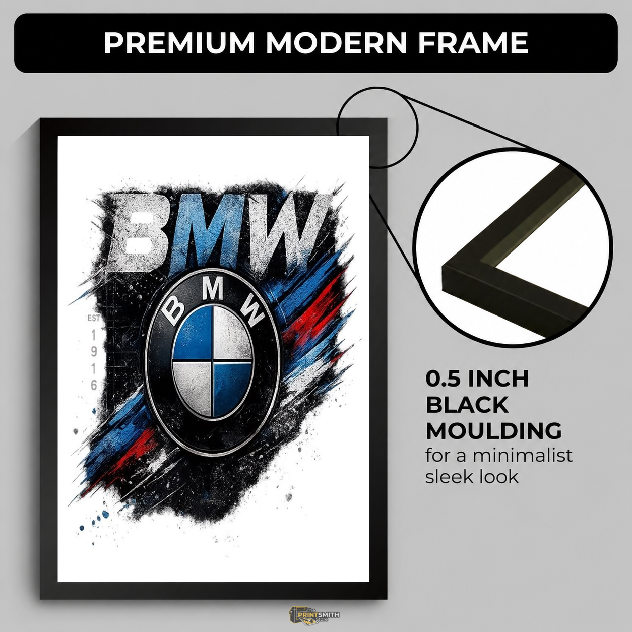 BMW Logo T-Shirt — Framed Print view 4