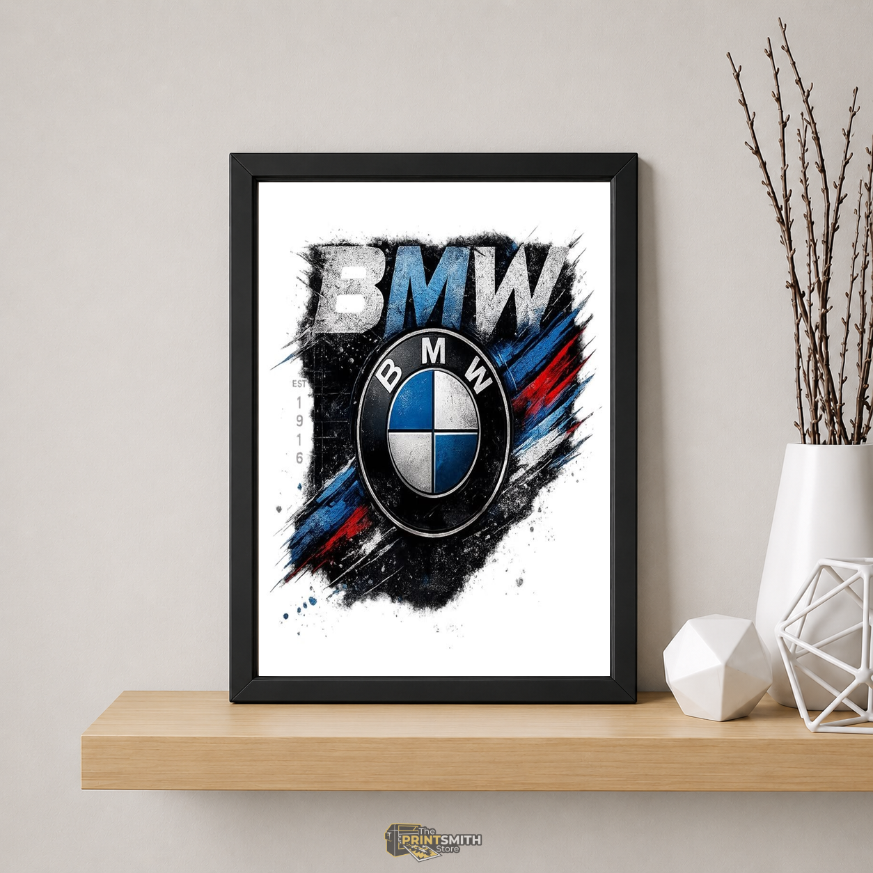 BMW Logo T-Shirt — Framed Print view 5