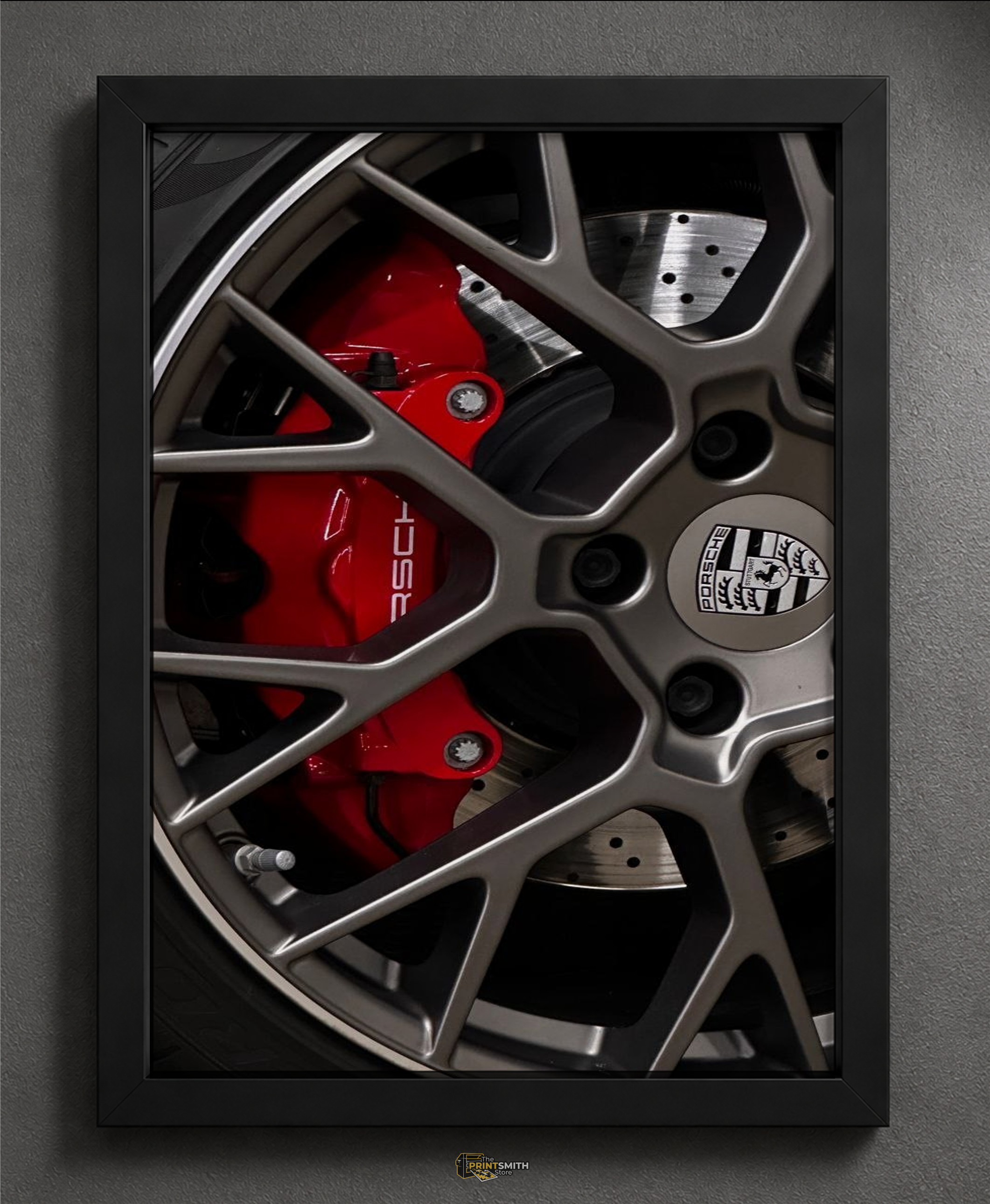 Porsche Wheel Close-up Frame — Framed Print view 2