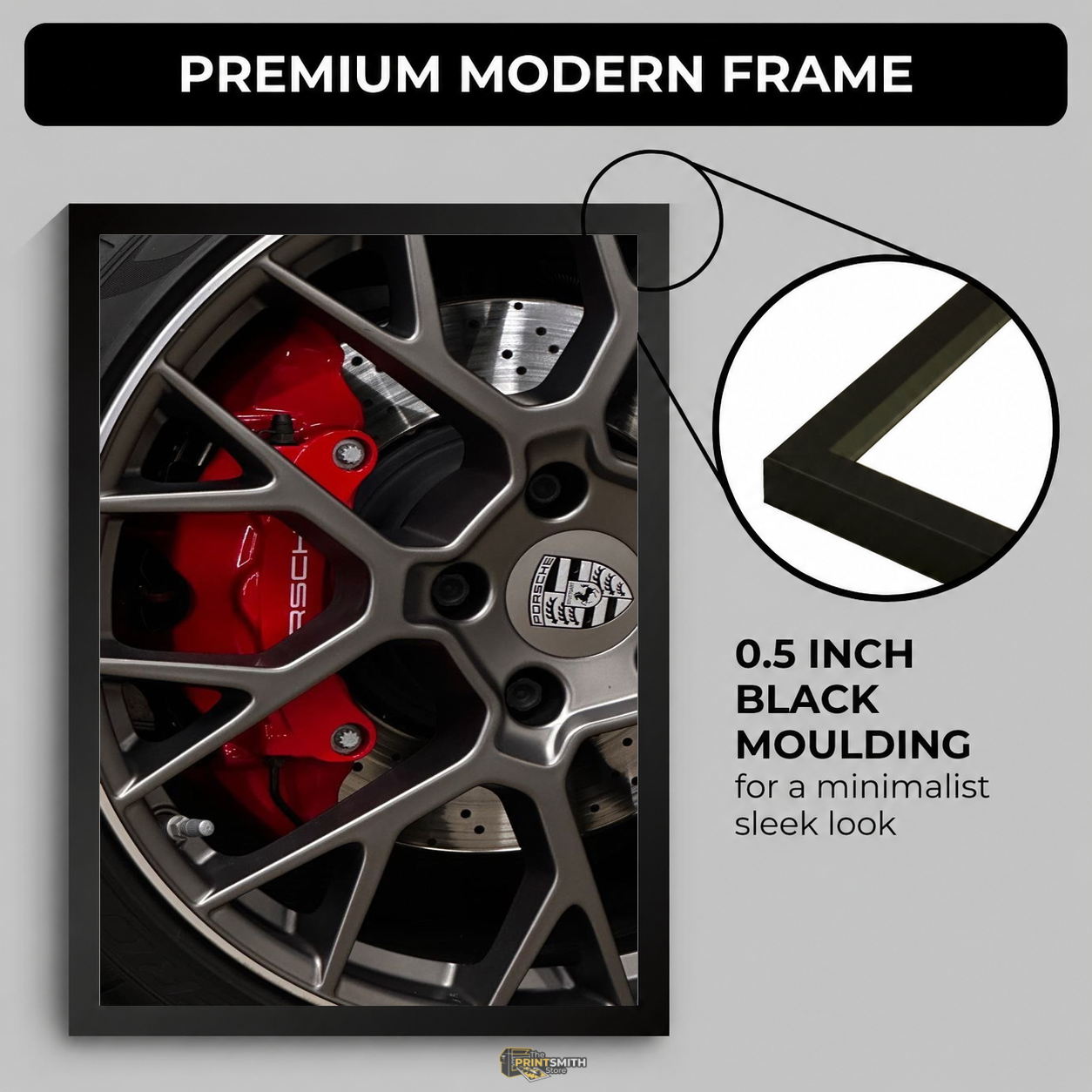 Porsche Wheel Close-up Frame — Framed Print view 4