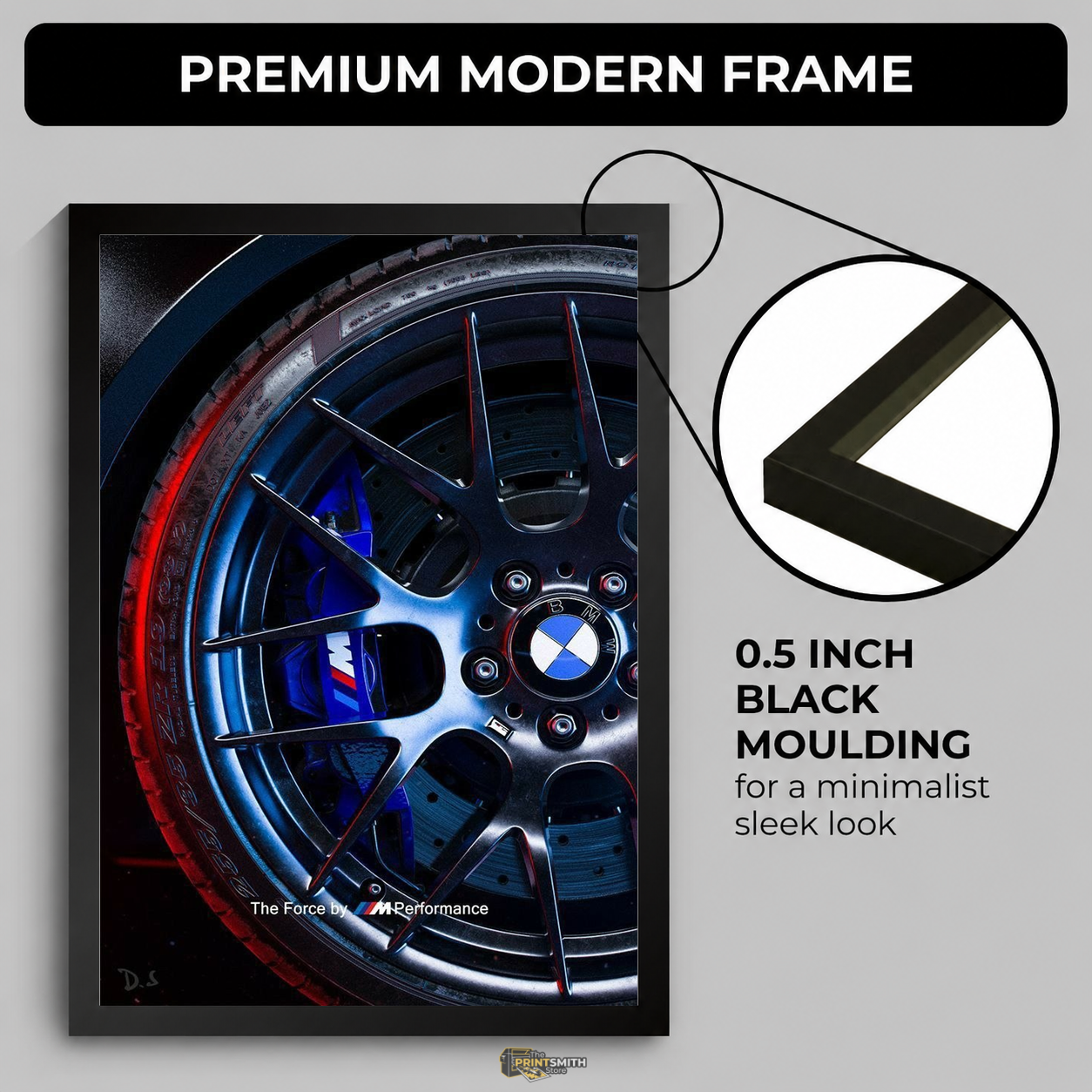 BMW M Performance Wheel Closeup - The Force — Framed Print view 4