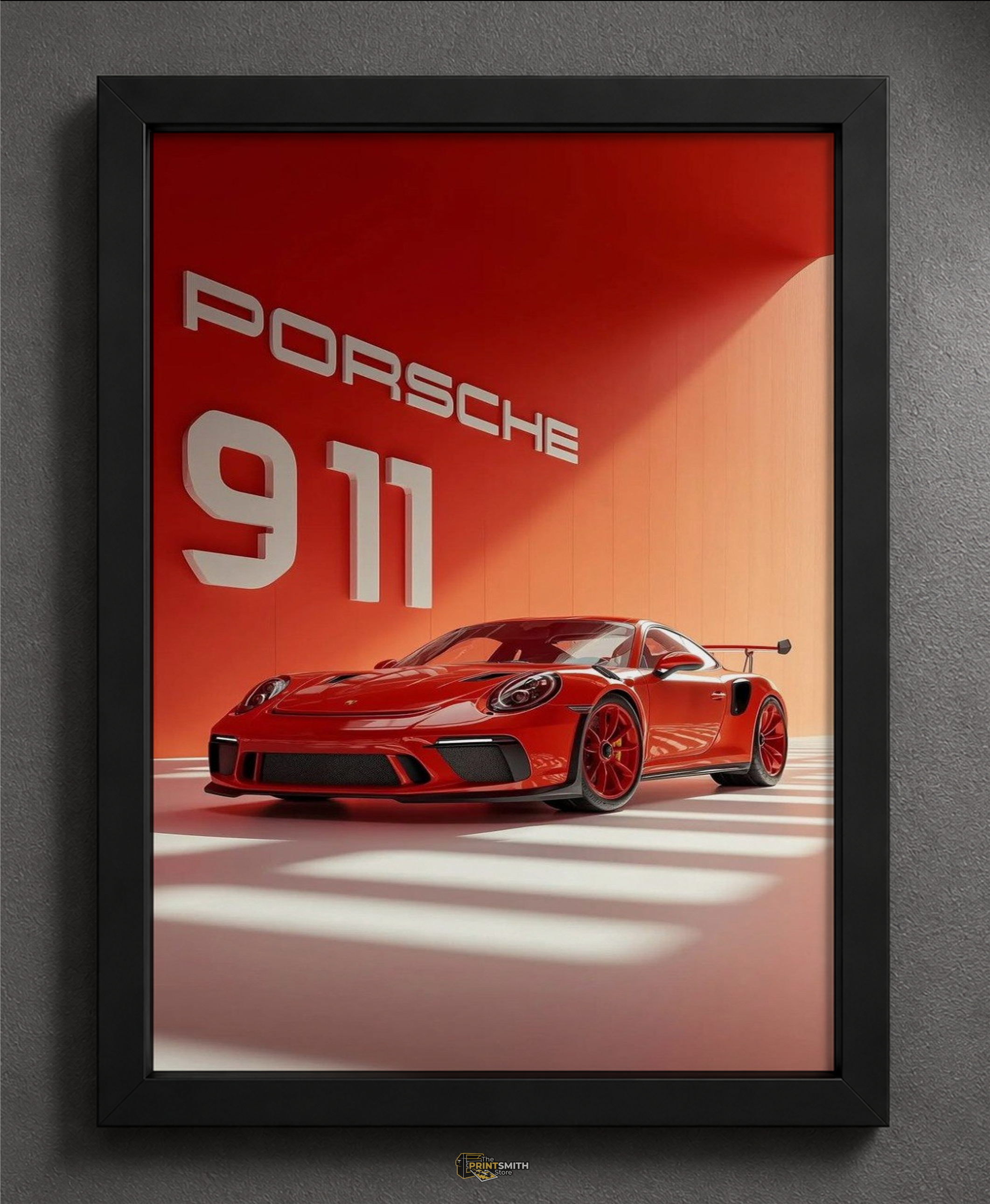 Red Porsche 911 Sports Car Frame — Framed Print view 2
