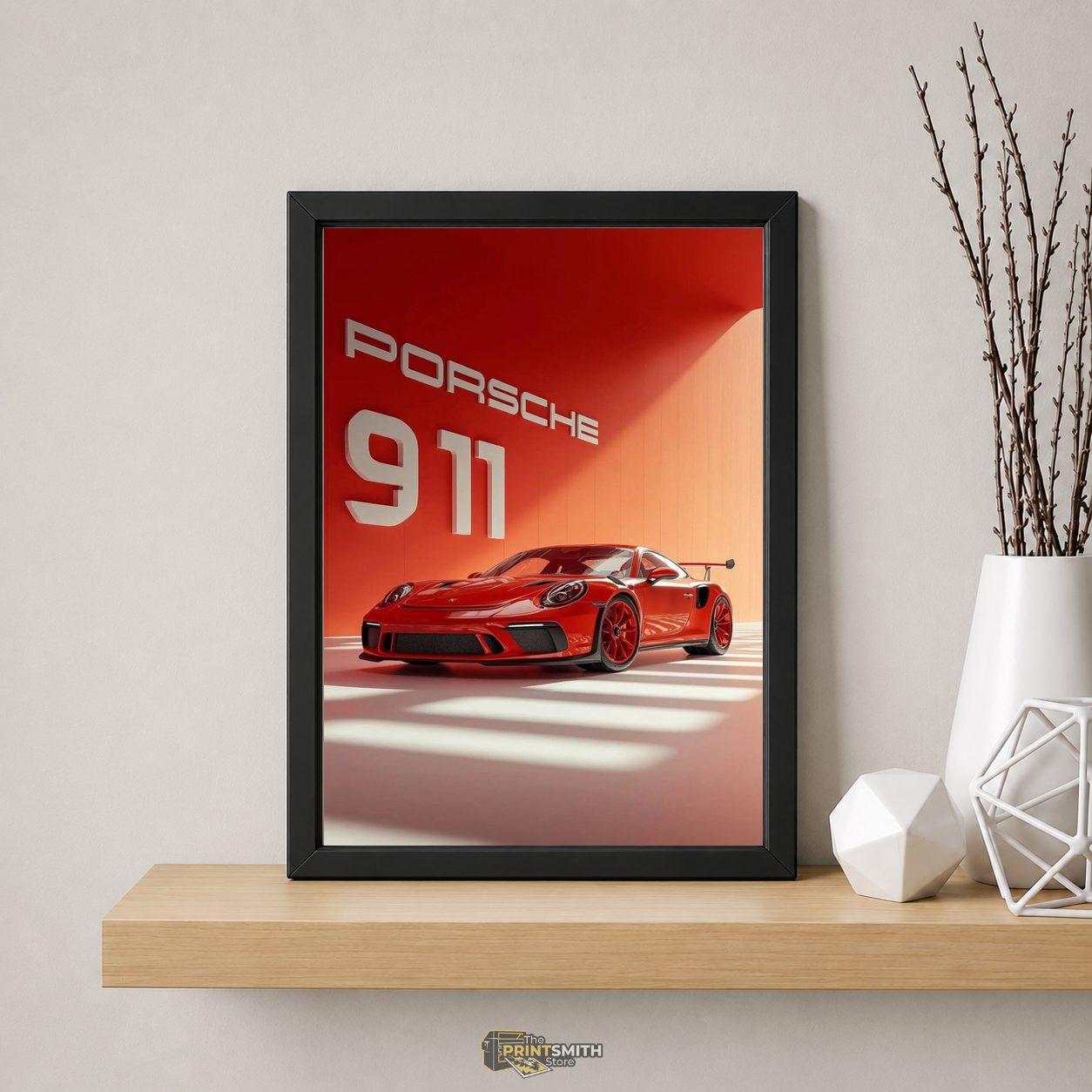 Red Porsche 911 Sports Car Frame — Framed Print view 5