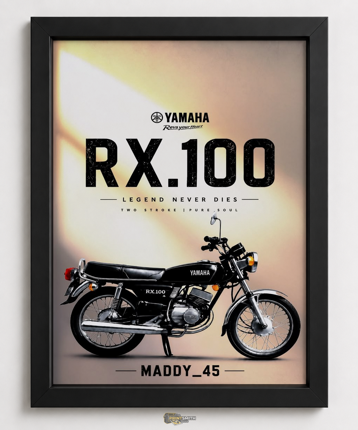 Yamaha RX100 Legend Bike Frame — Framed Print