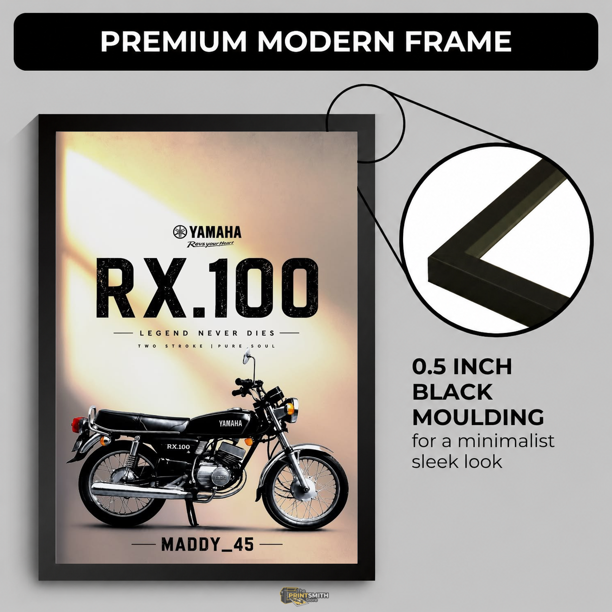 Yamaha RX100 Legend Bike Frame — Framed Print view 4