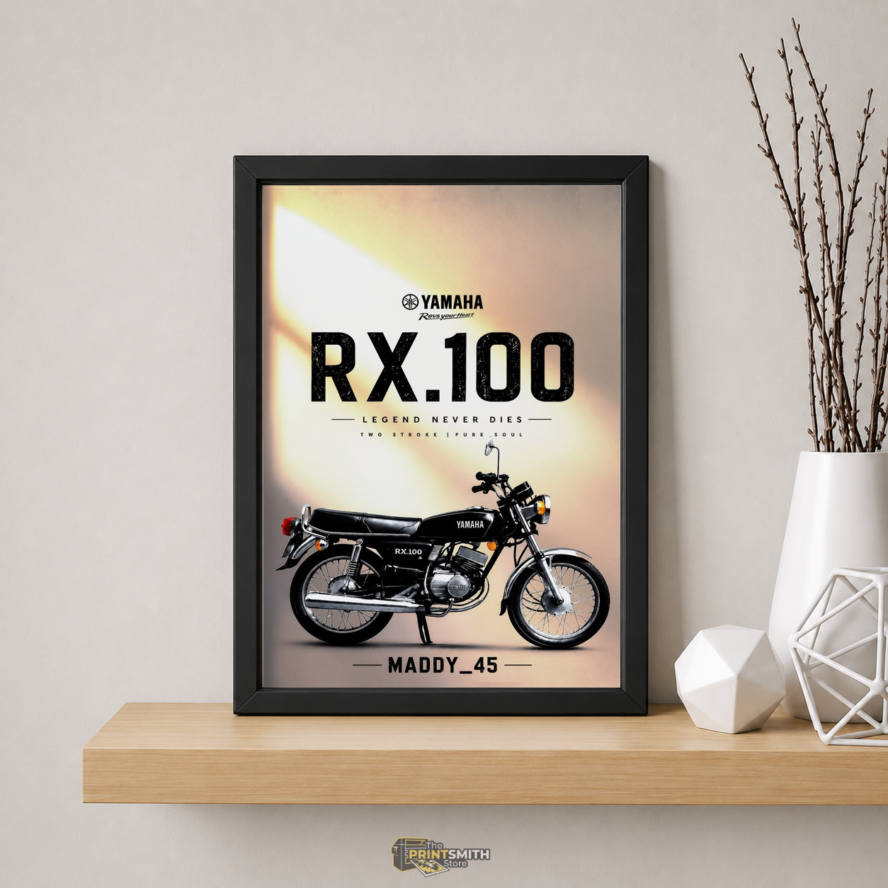 Yamaha RX100 Legend Bike Frame — Framed Print view 5