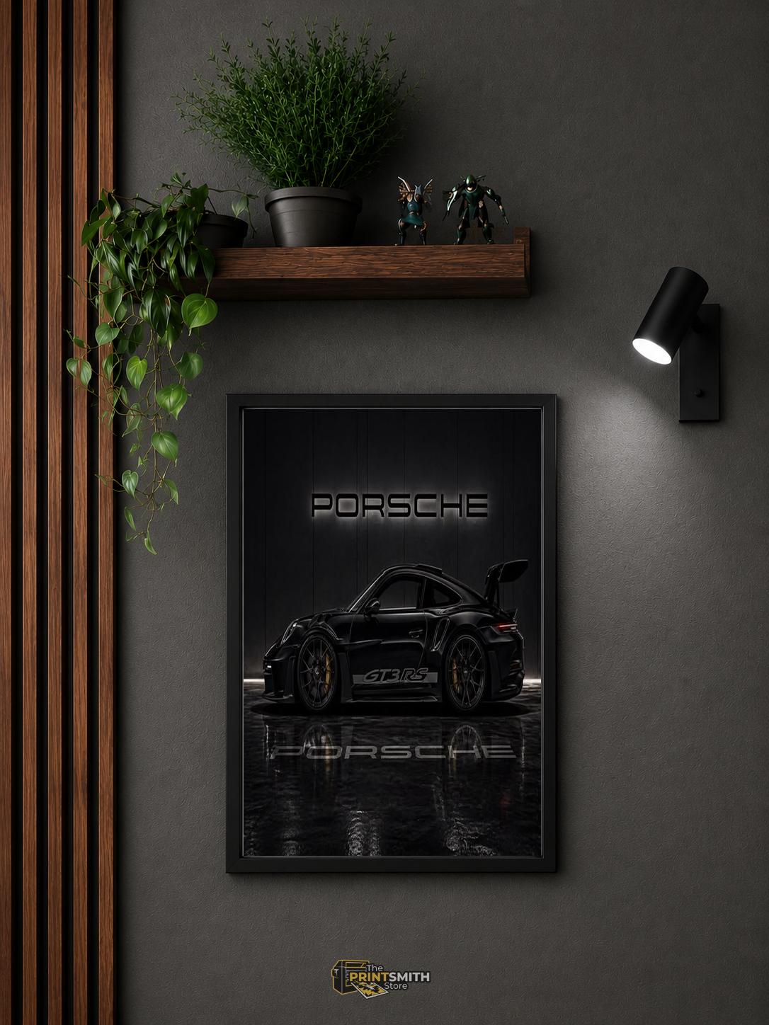 Black Porsche Gt3 Rs — Framed Art view 3