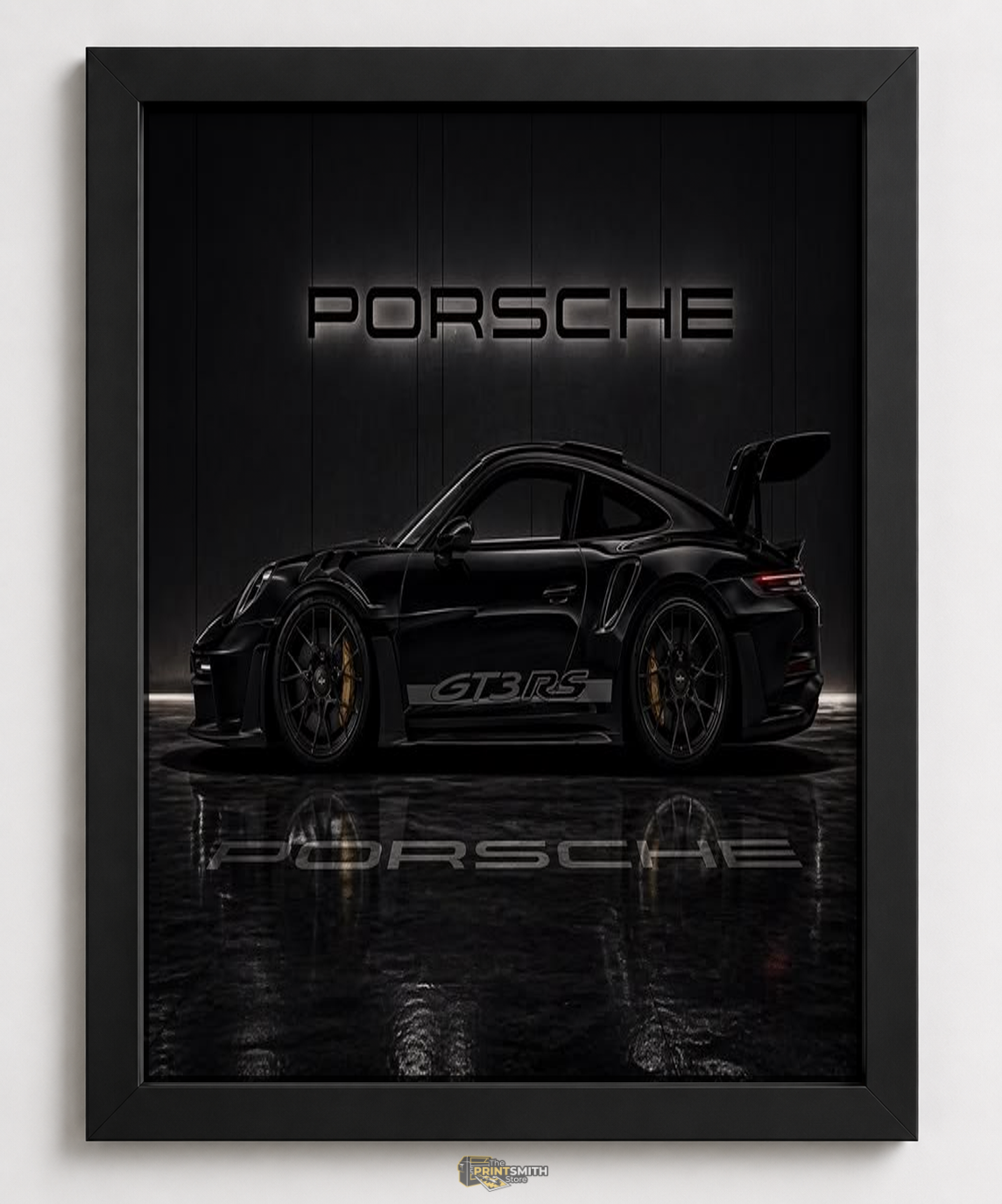 Black Porsche Gt3 Rs — Framed Art