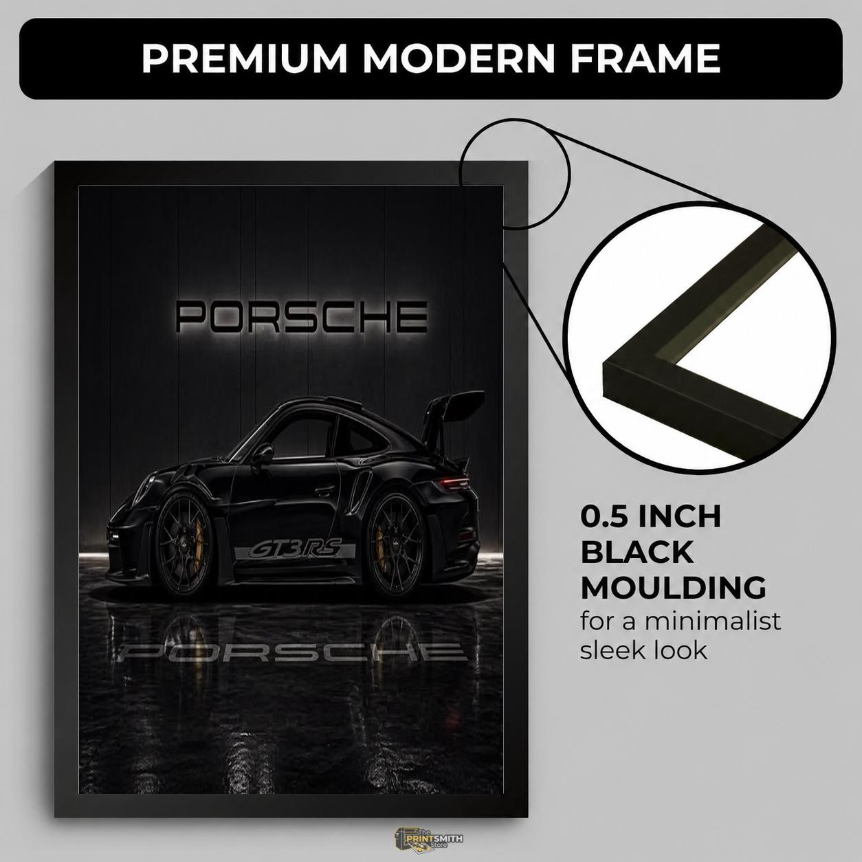 Black Porsche Gt3 Rs — Framed Art view 4