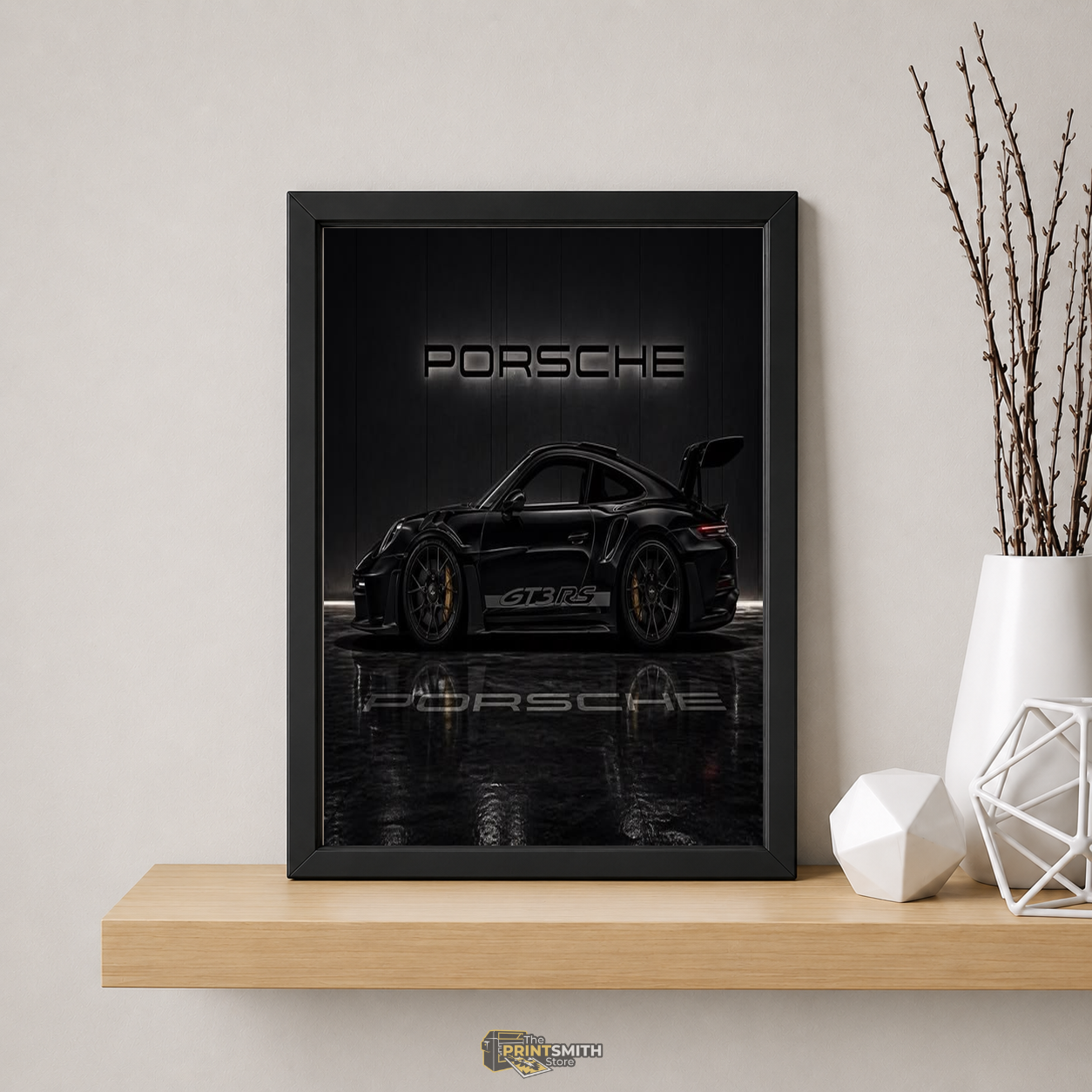 Black Porsche Gt3 Rs — Framed Art view 5