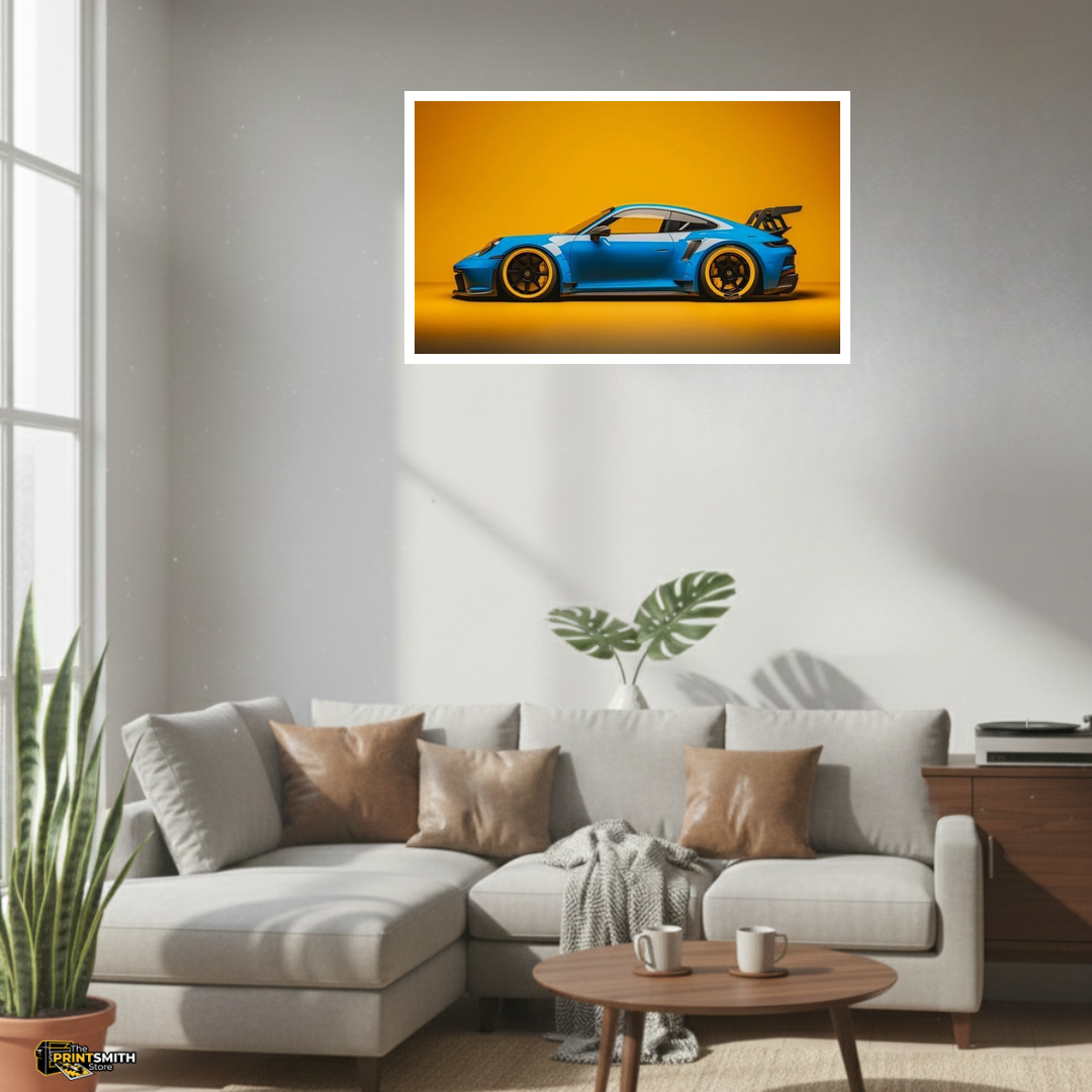 Blue Porsche on Orange view 4