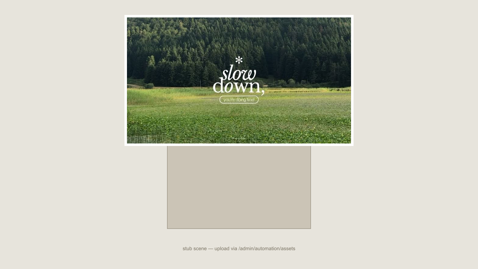 Slow Down You're Doing Fine