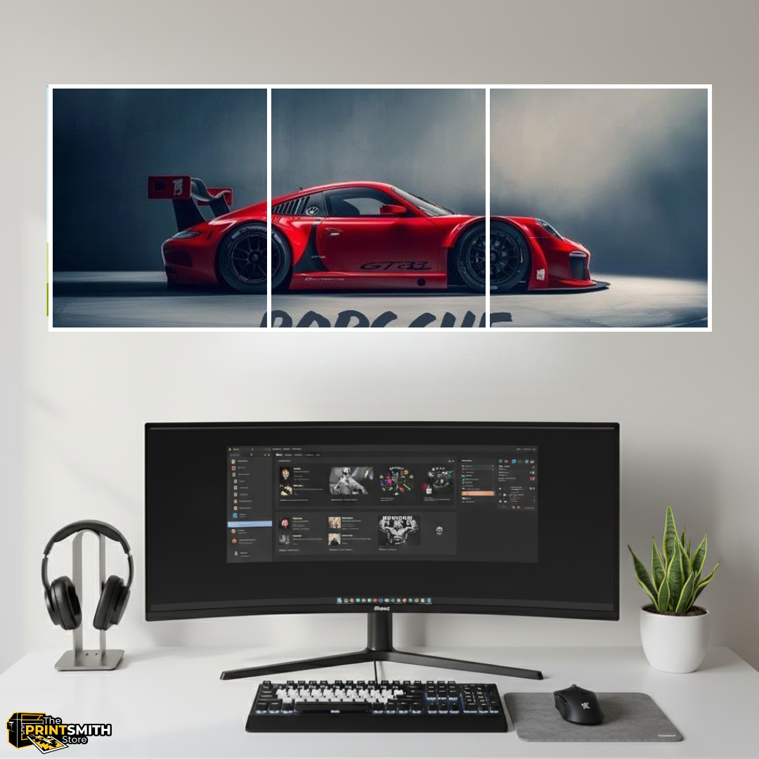 Red Porsche GT3 Racing — 3-Piece Set