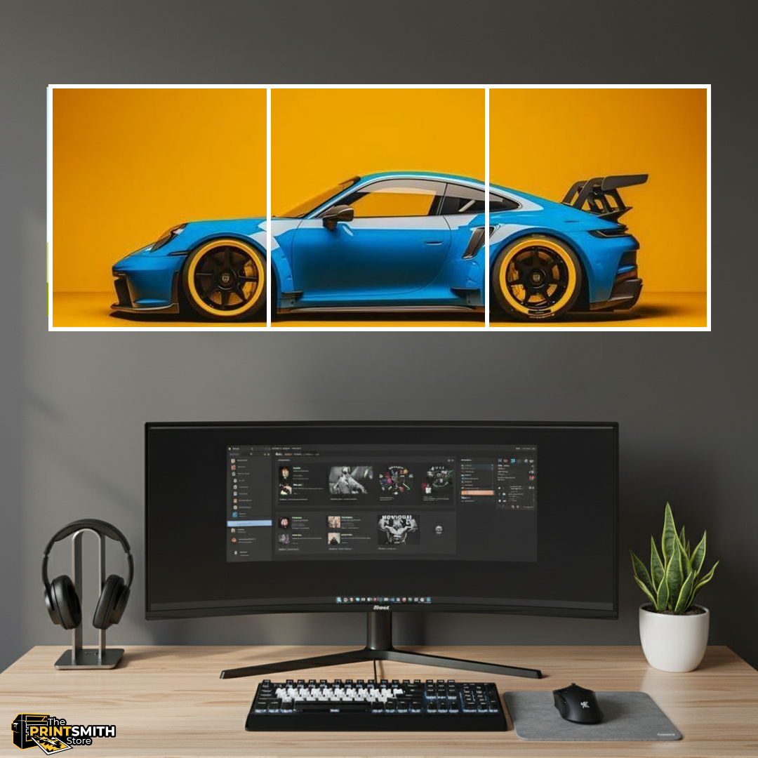 Blue Porsche on Orange — 3-Piece Set view 2