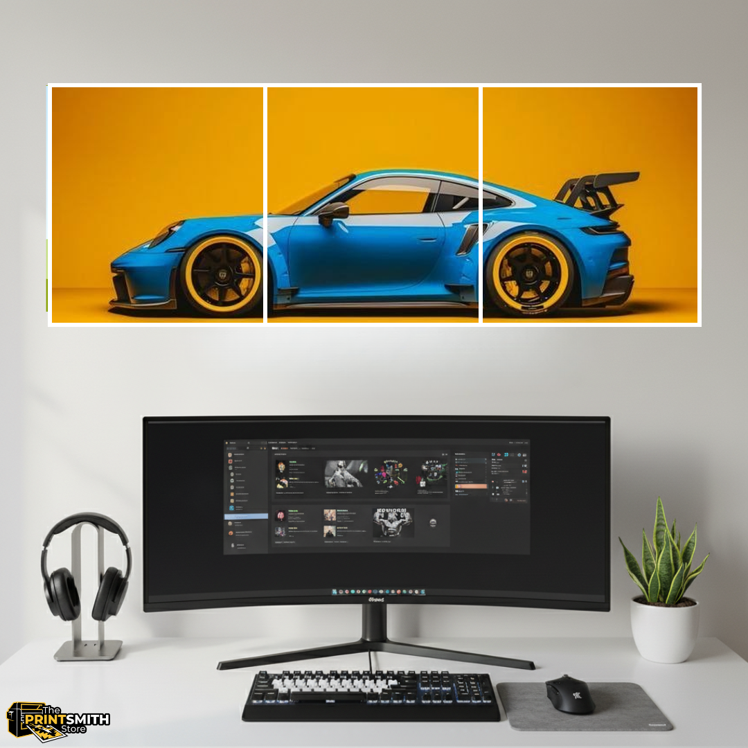 Blue Porsche on Orange — 3-Piece Set