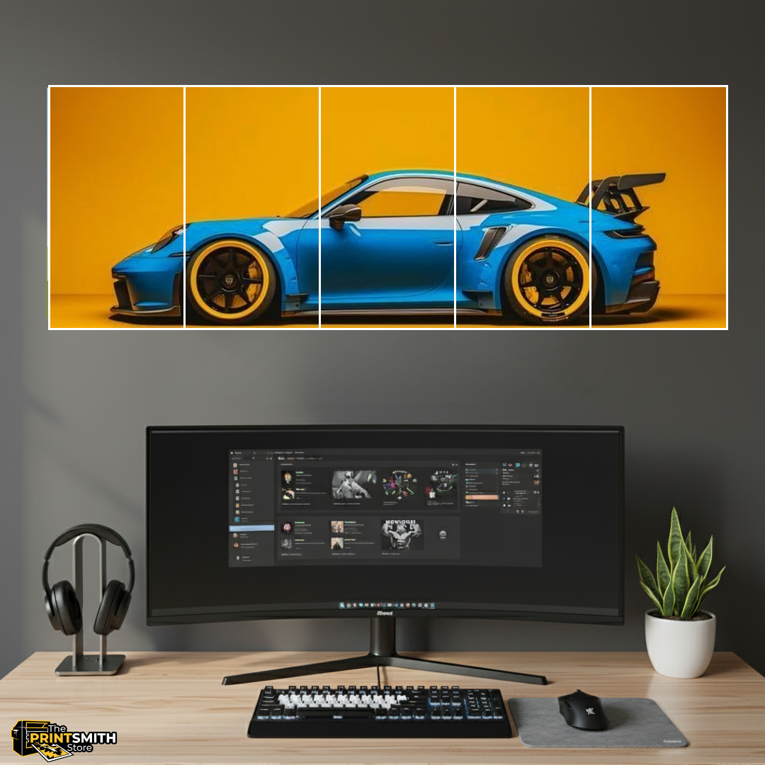 Blue Porsche on Orange — 5-Piece Set view 2